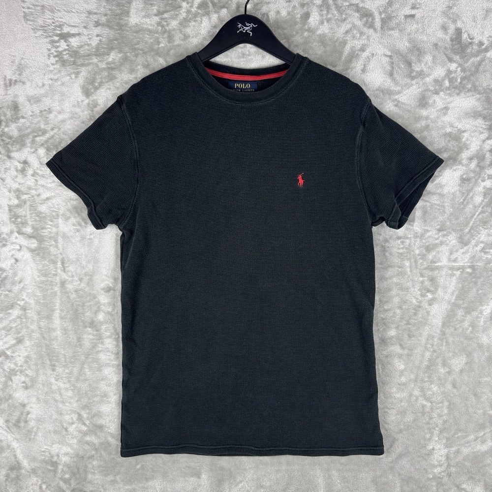Polo Ralph Lauren Long Sleeve Waffle Long Sleeve Black Shirt Mens Medium Cotton